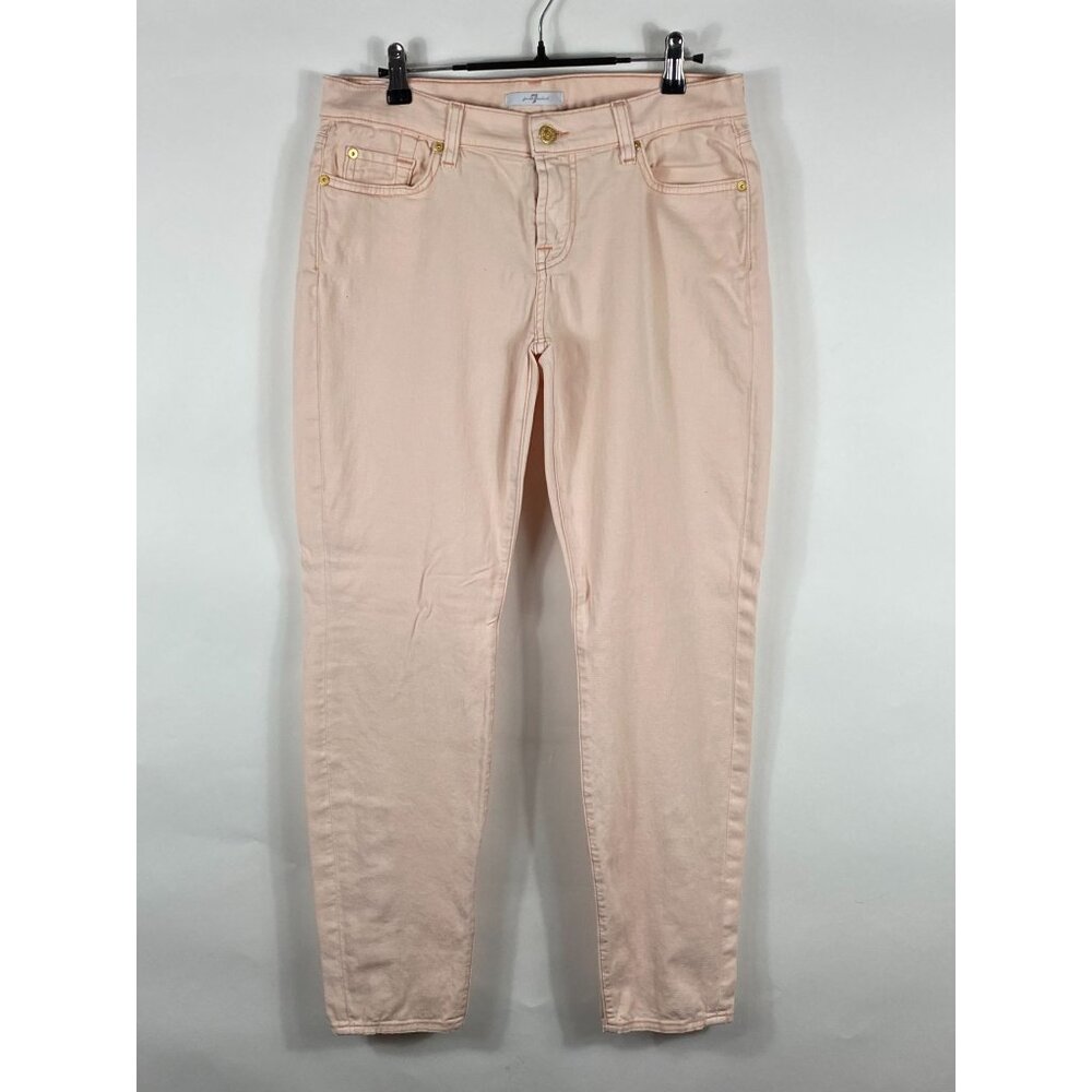 Seven for All Mankind Ankle Zip Slim Tapered Denim Jeans Peach W31 Women's F117